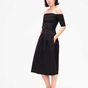 SEA New York Little Black Cocktail Dress off the Shoulder Linen/Cotton Sz 10
